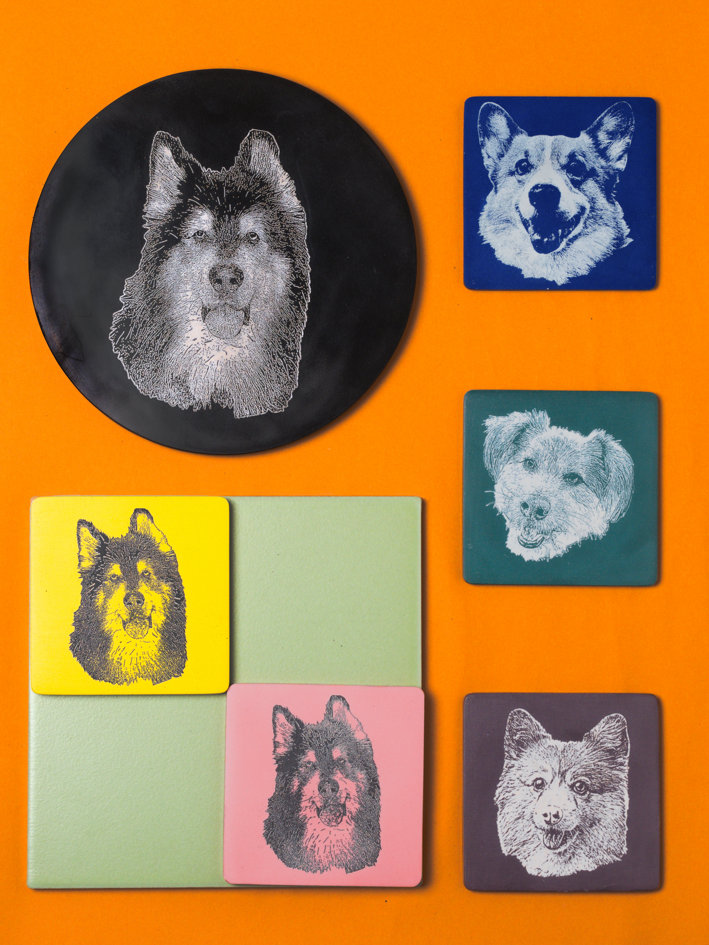 Custom Pet Portrait- Plate and Coaster Set